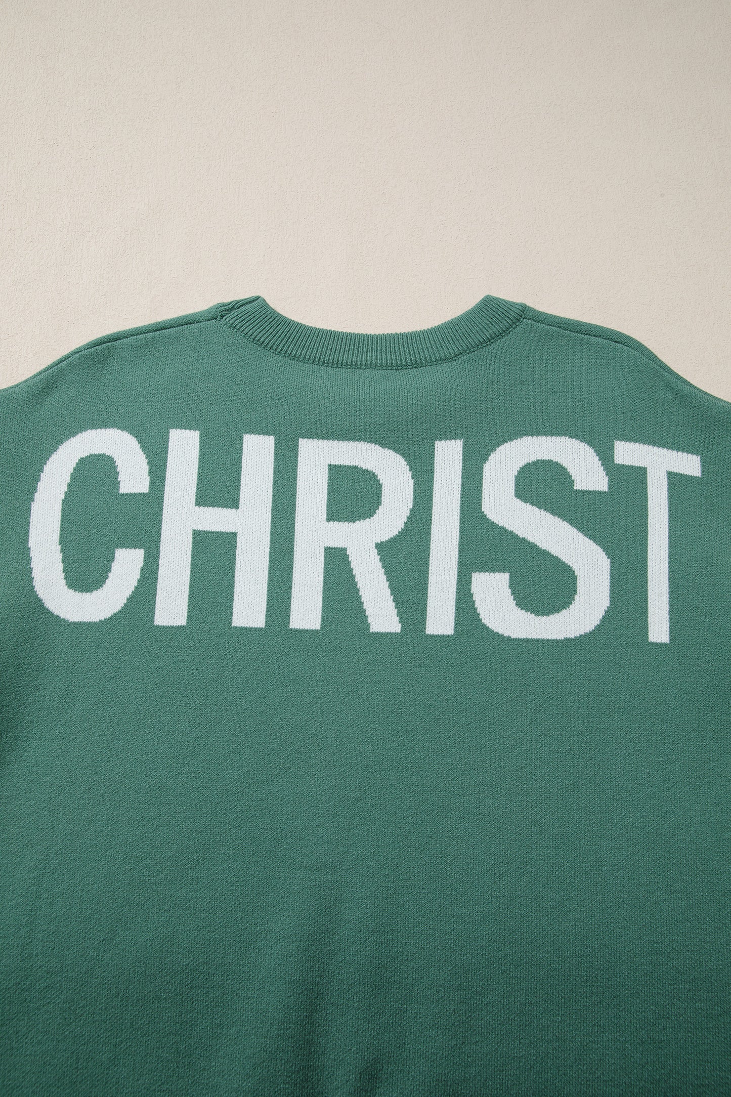 Blackish Green HO HO HO MERRY CHRISTMAS Drop Shoulder Loose Sweater