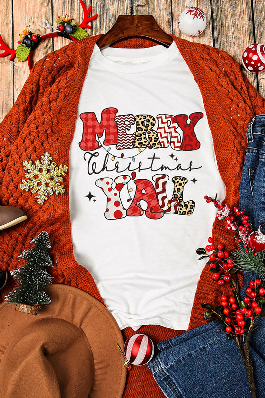 White MERRY Christmas Y'All Graphic T-Shirt