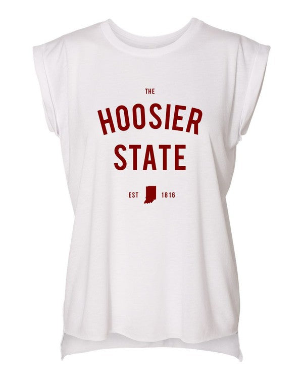 The Hoosier State Indiana Graphic Rolled Cuff Tank