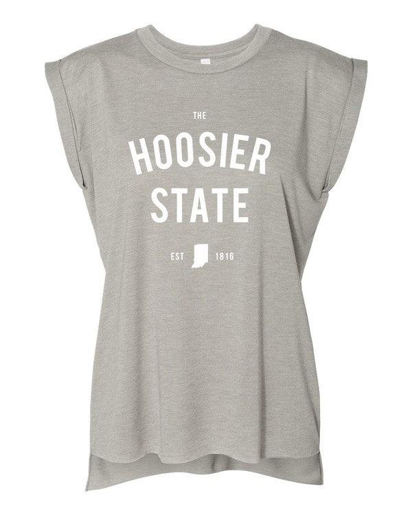 The Hoosier State Indiana Graphic Rolled Cuff Tank