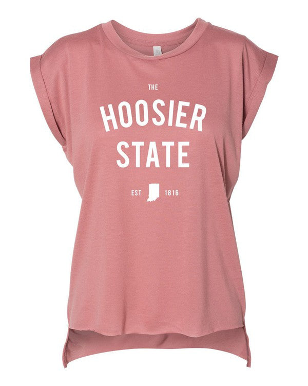 The Hoosier State Indiana Graphic Rolled Cuff Tank