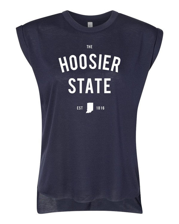 The Hoosier State Indiana Graphic Rolled Cuff Tank