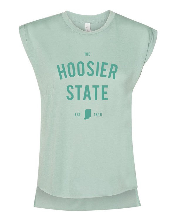 The Hoosier State Indiana Graphic Rolled Cuff Tank