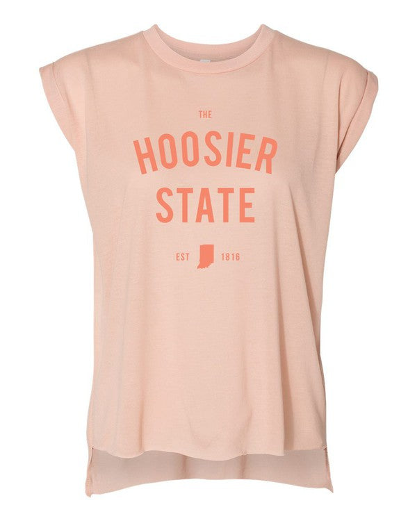 The Hoosier State Indiana Graphic Rolled Cuff Tank