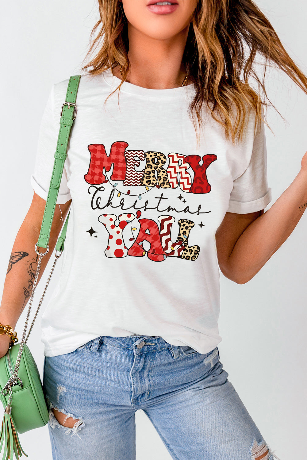 White MERRY Christmas Y'All Graphic T-Shirt
