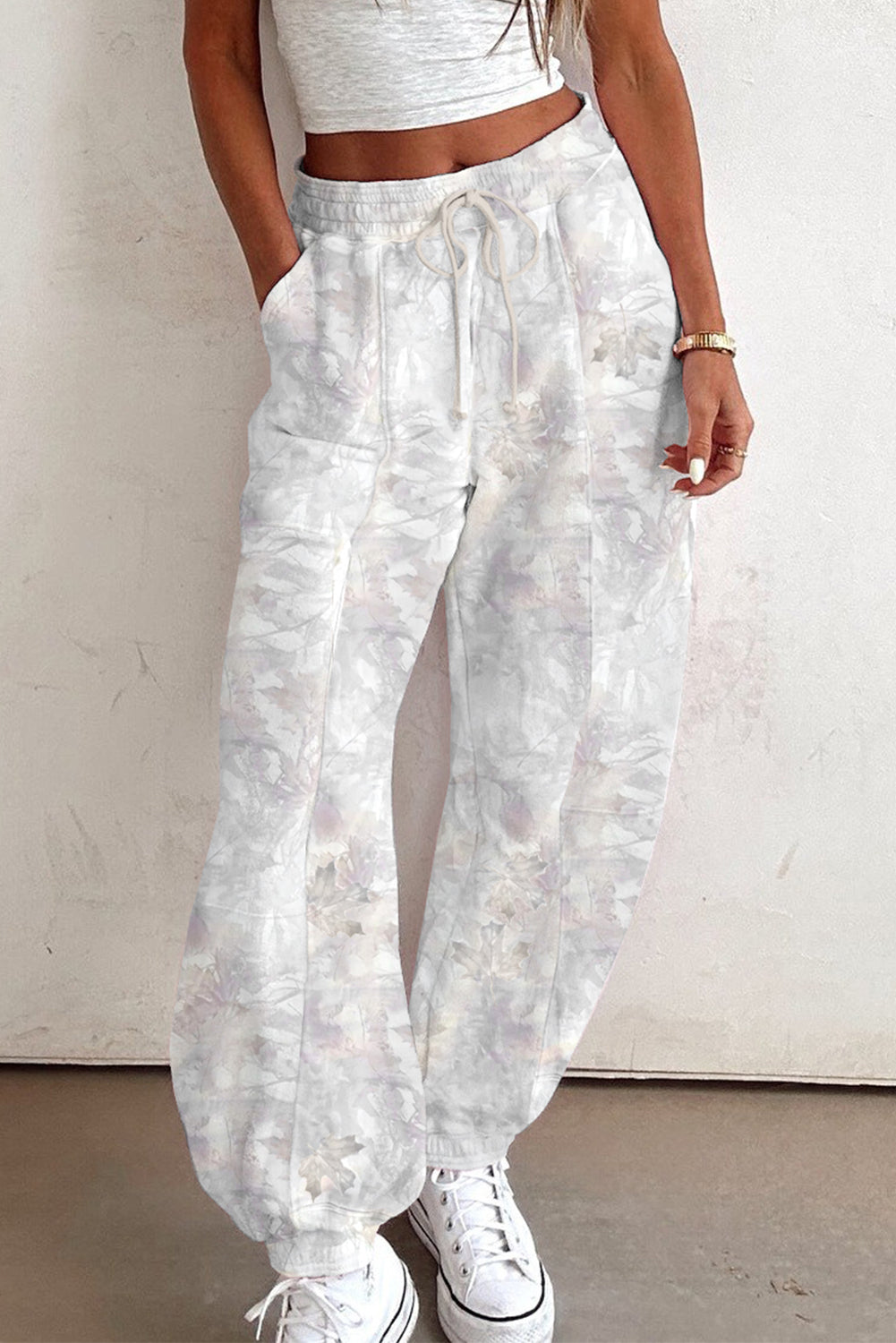 Camo Print Baggy Drawstring Jogger Sweatpants