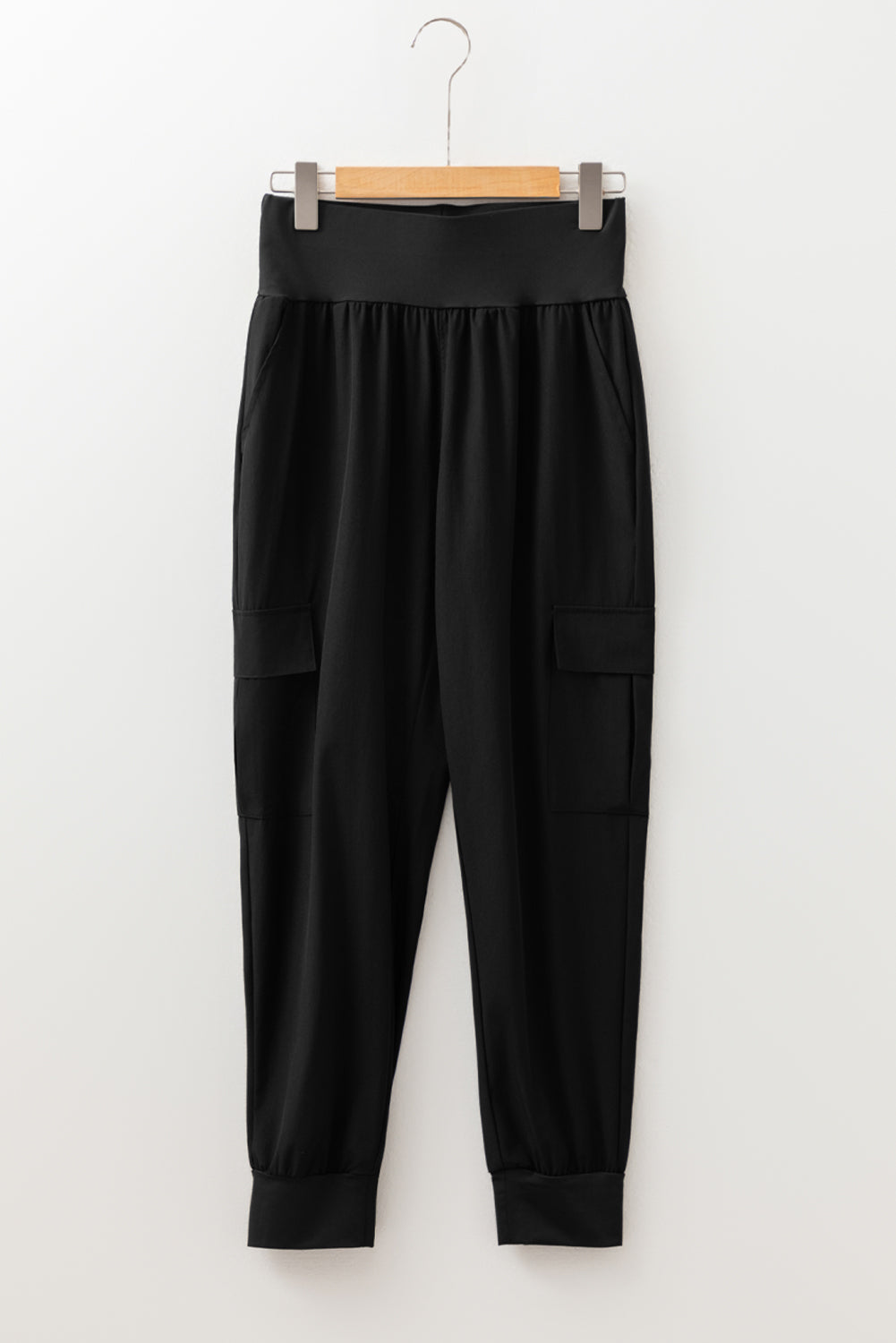 Elastic High Waist Pocketed Cargo Jogger Pants