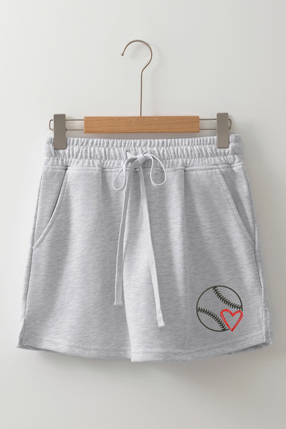 Light Grey Softball Heart Embroidery French Terry Skort