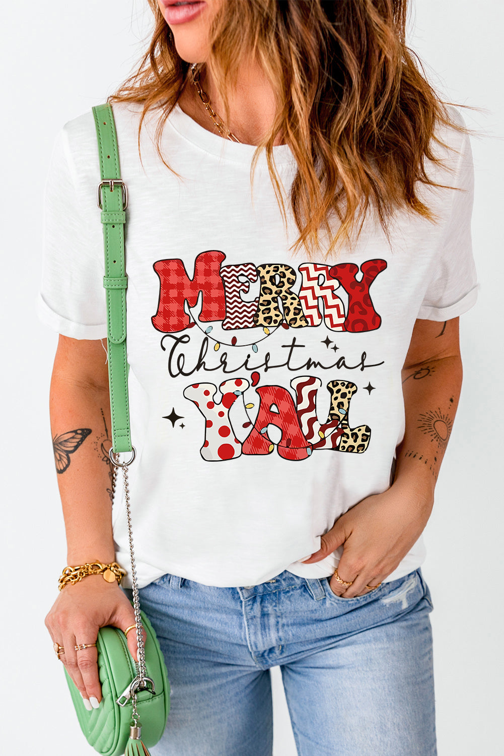 White MERRY Christmas Y'All Graphic T-Shirt
