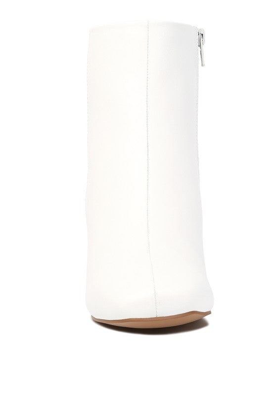 Davia Leather Square Toe Ankle Boots