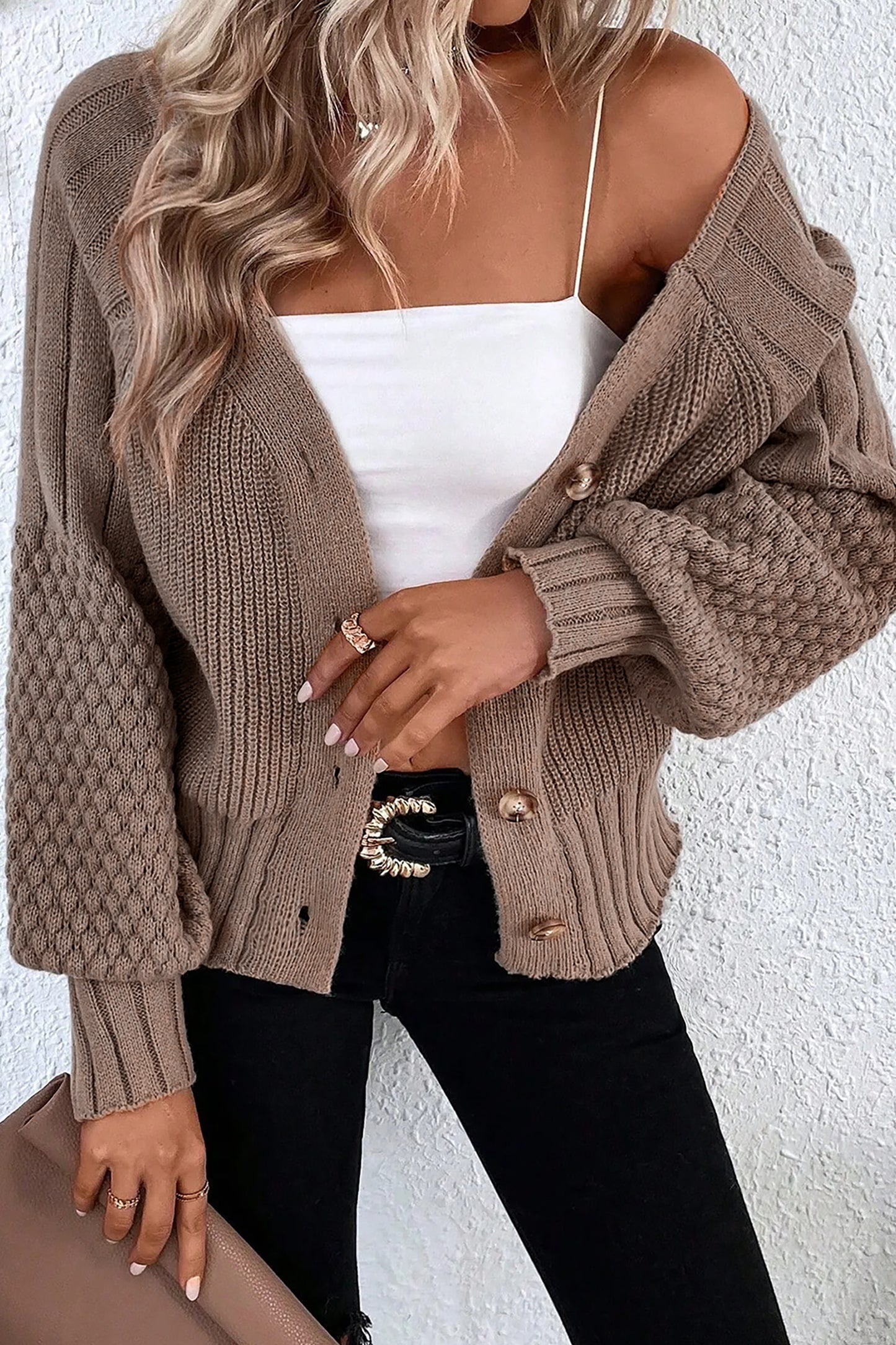Knit Button V Neck Sweater Cardigan
