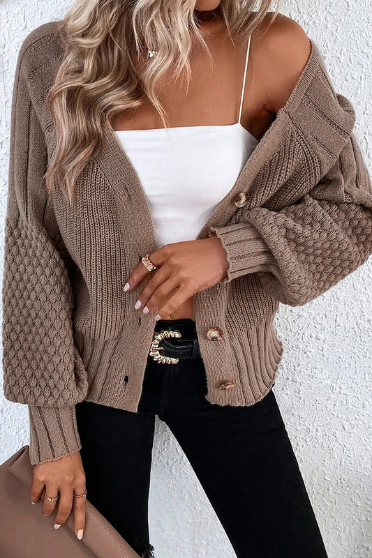 Knit Button V Neck Sweater Cardigan