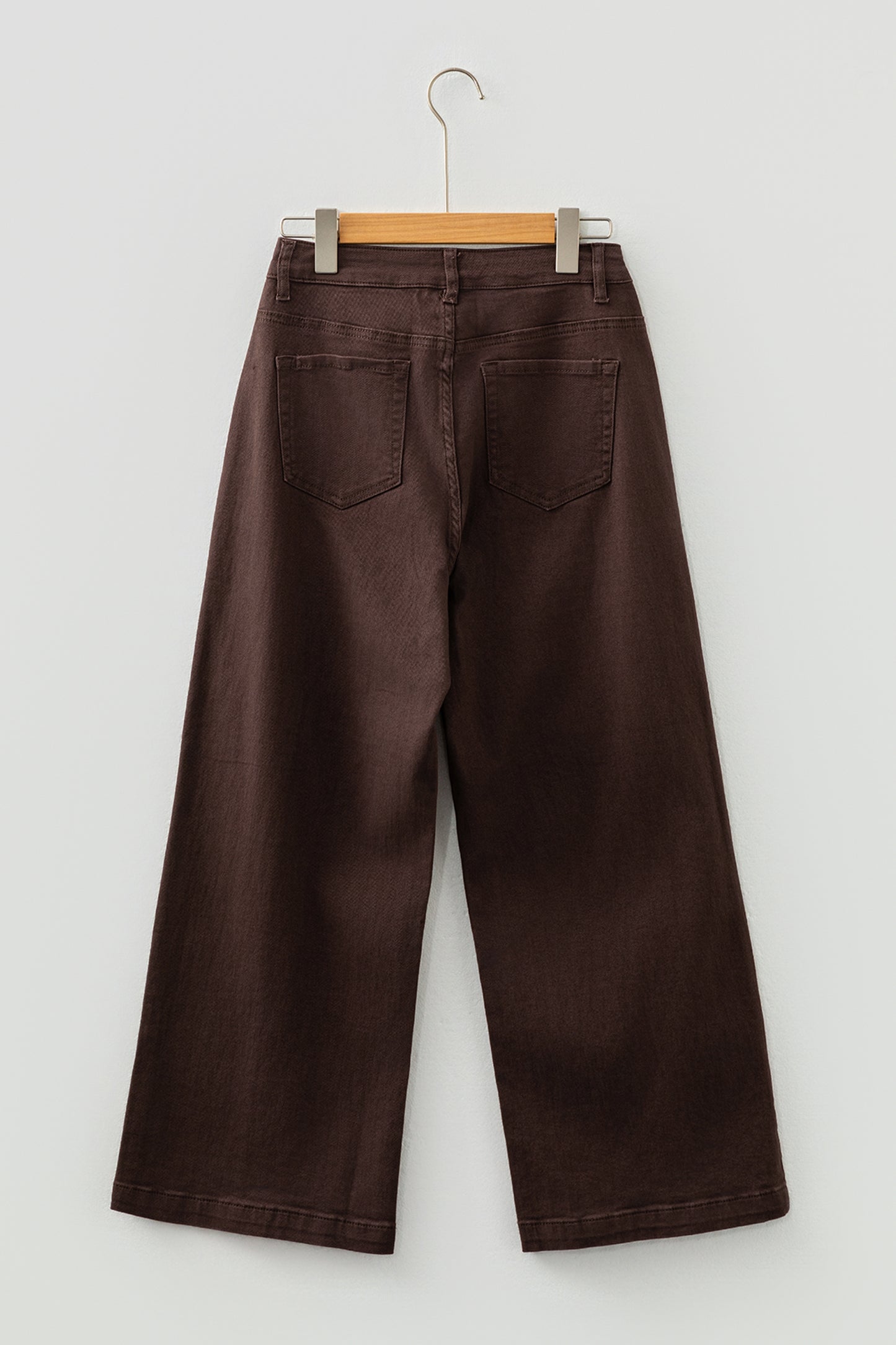 Red Sandalwood Solid Color Seamed Center Wide Leg Cropped Jeans
