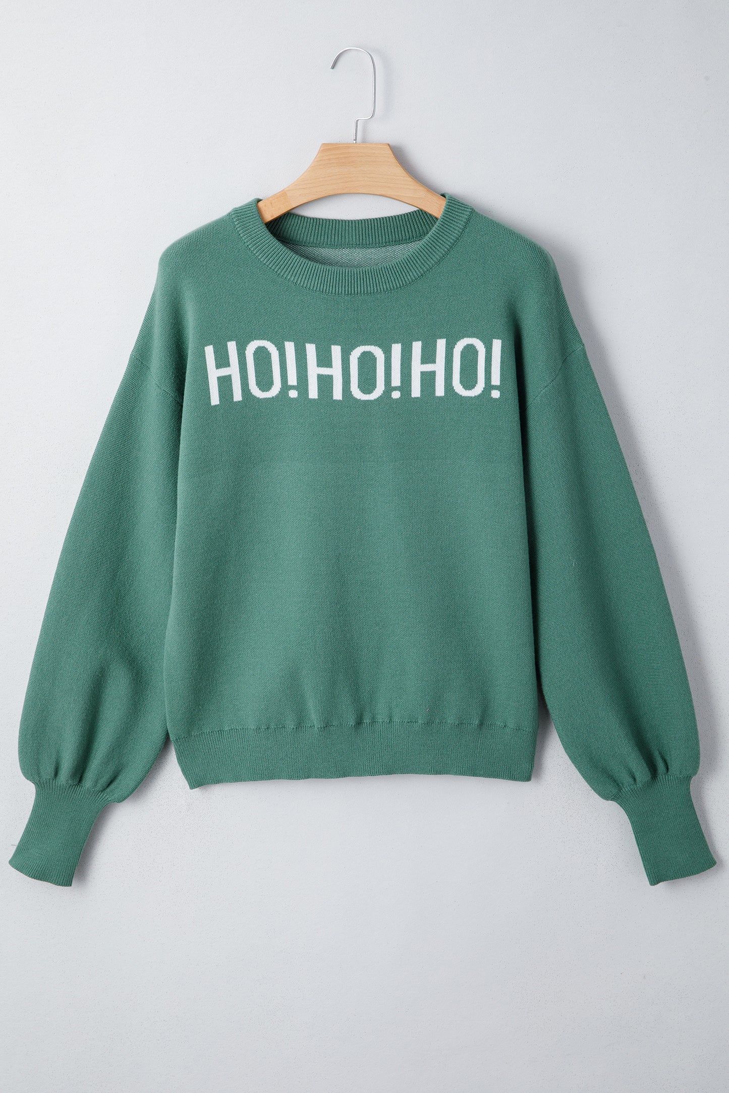 Blackish Green HO HO HO MERRY CHRISTMAS Drop Shoulder Loose Sweater