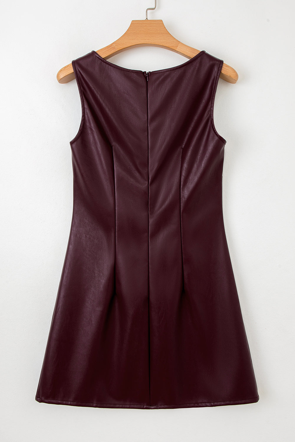 Wild Ginger  Faux Leather Sleeveless Round Neck Mini Dress