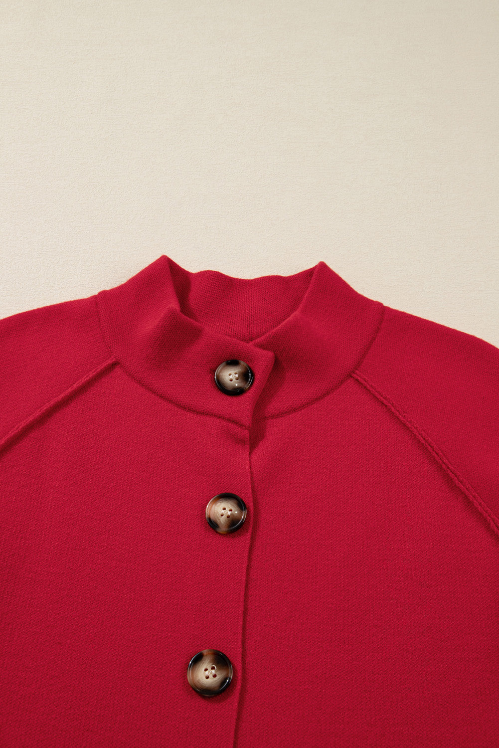 Fiery Red Collared Button Front Wrapped Cardigan Jacket