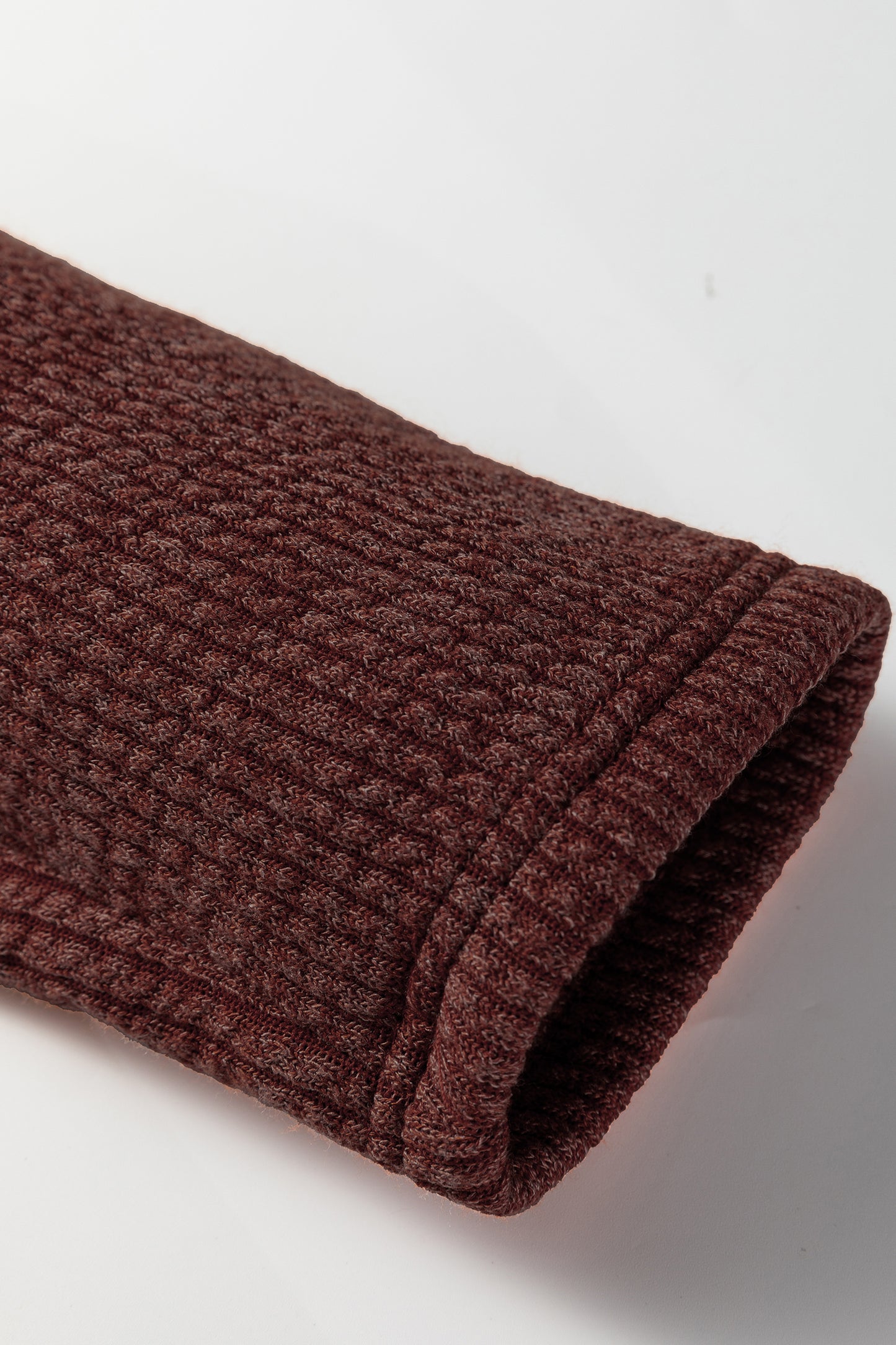 Red Sandalwood Ribbed Knit Buttons Front Flap Pocket Casual Shacket