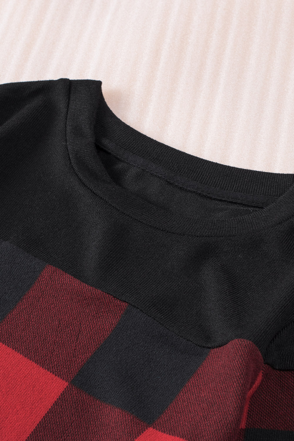 Buffalo Plaid Splicing Long Sleeve Mini Dress