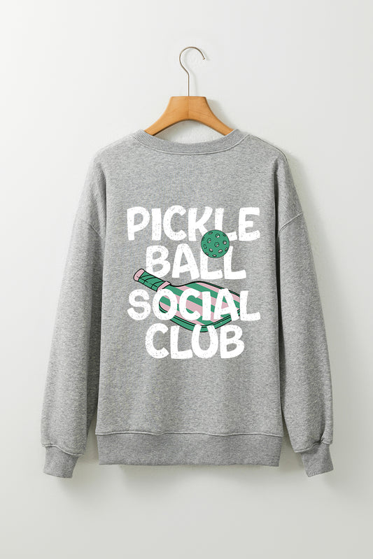 Gray PICKLE BALL SOCIAL CLUB Game Day Fashion Graphic Sweatshirt