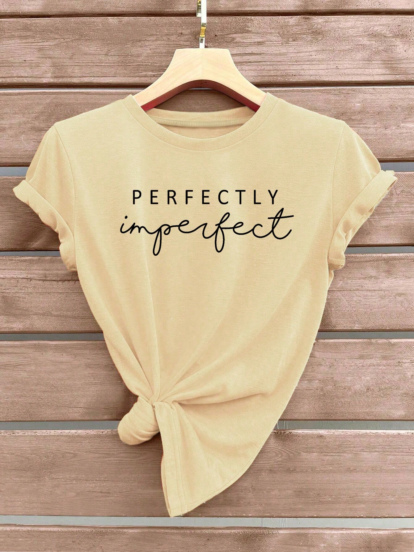 Letter Printed Short Sleeve Casual T-Shirt