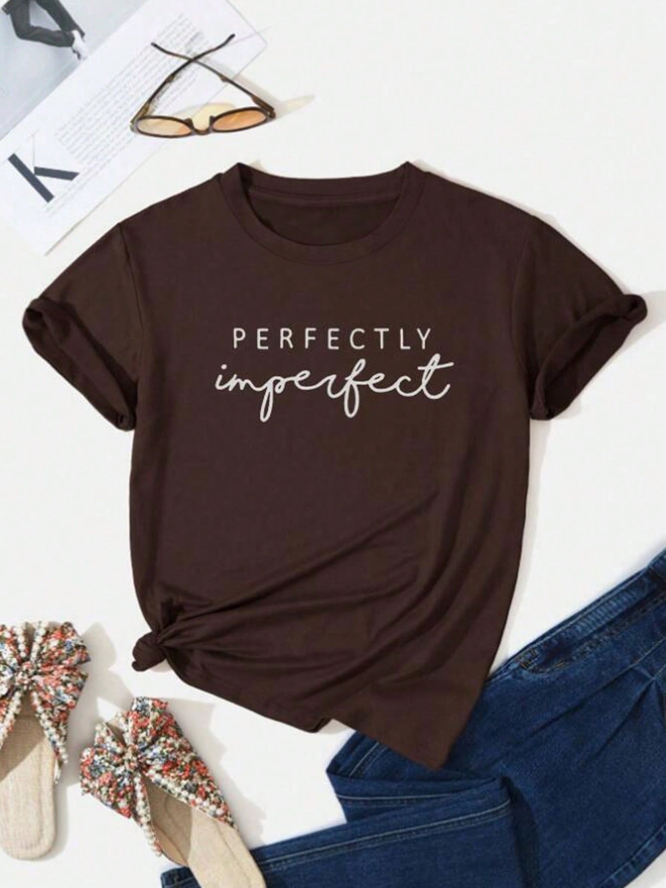 Letter Printed Short Sleeve Casual T-Shirt