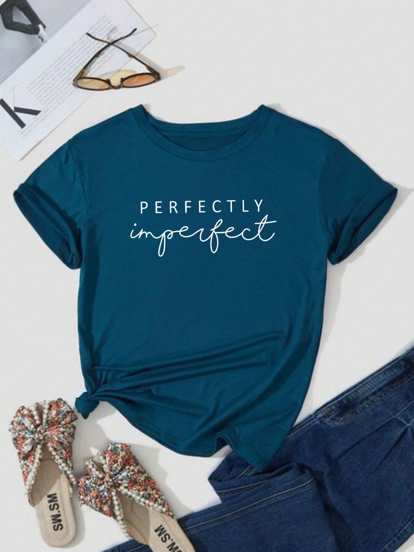 Letter Printed Short Sleeve Casual T-Shirt