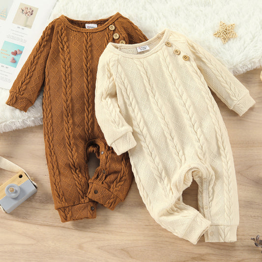 Baby Boy/Girl Solid Cable Knit Long-sleeve Jumpsuit US Sale